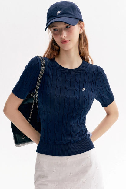 Tenniscore Cable Knit Short Sleeves