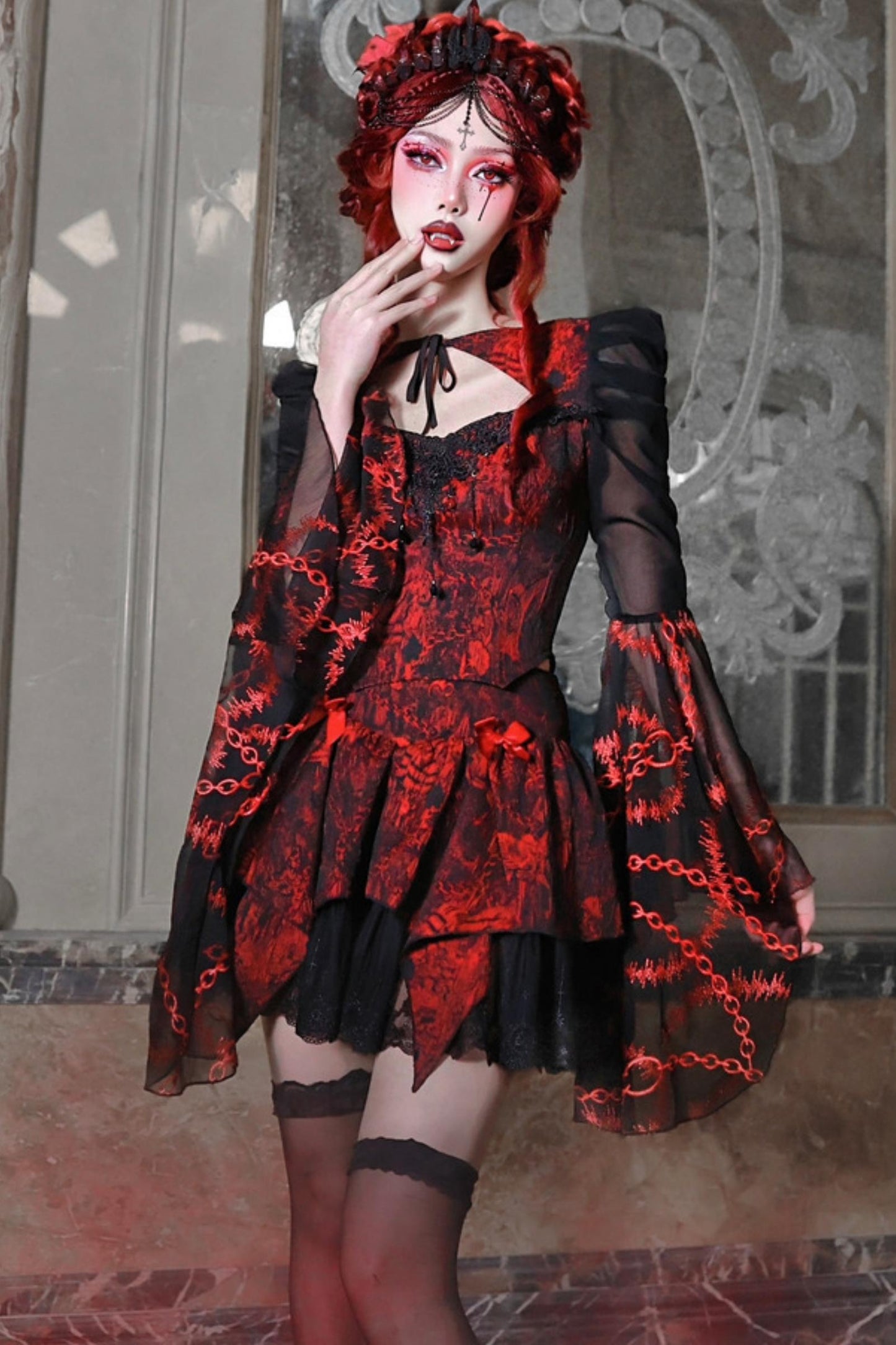 Halloween Gothic Puffy Lace Skirt