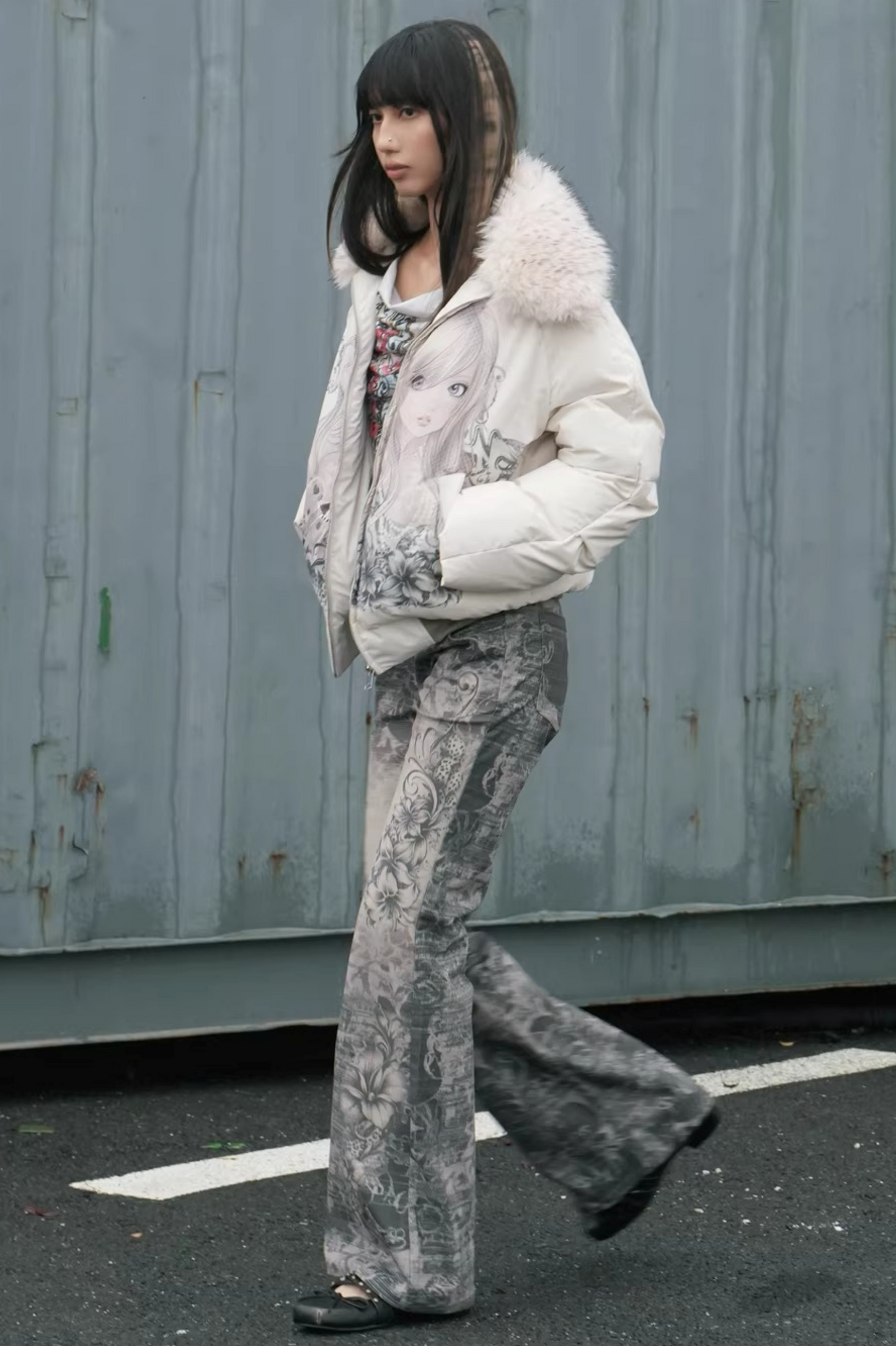 Retro Floral Bootcut Pants