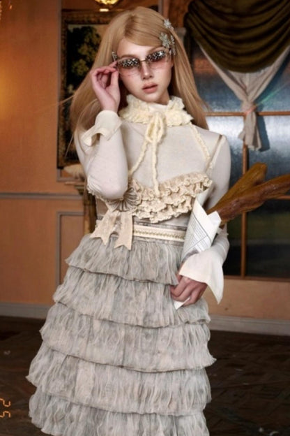 Slavic Elastic Turtleneck Top Set-Up