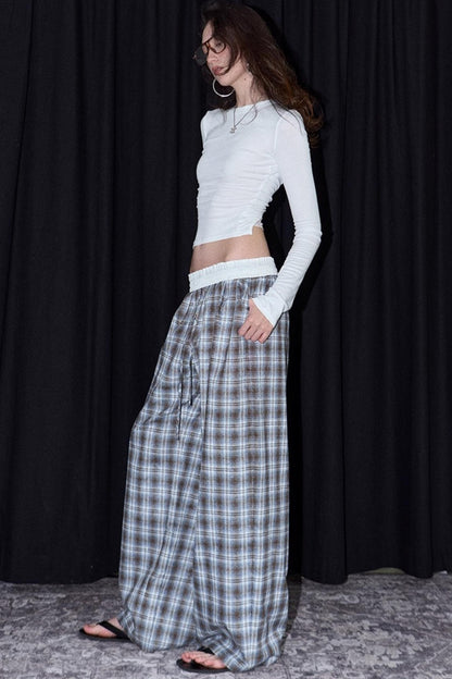 Plaid Color-Blocked Winter Pants