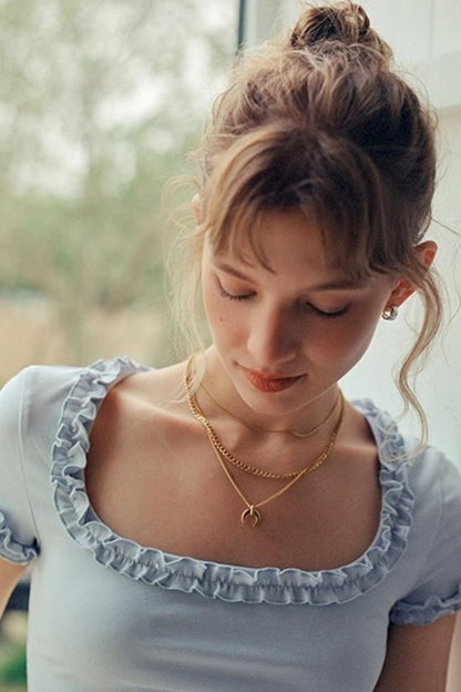 Blue Lace Short Sleeve Top