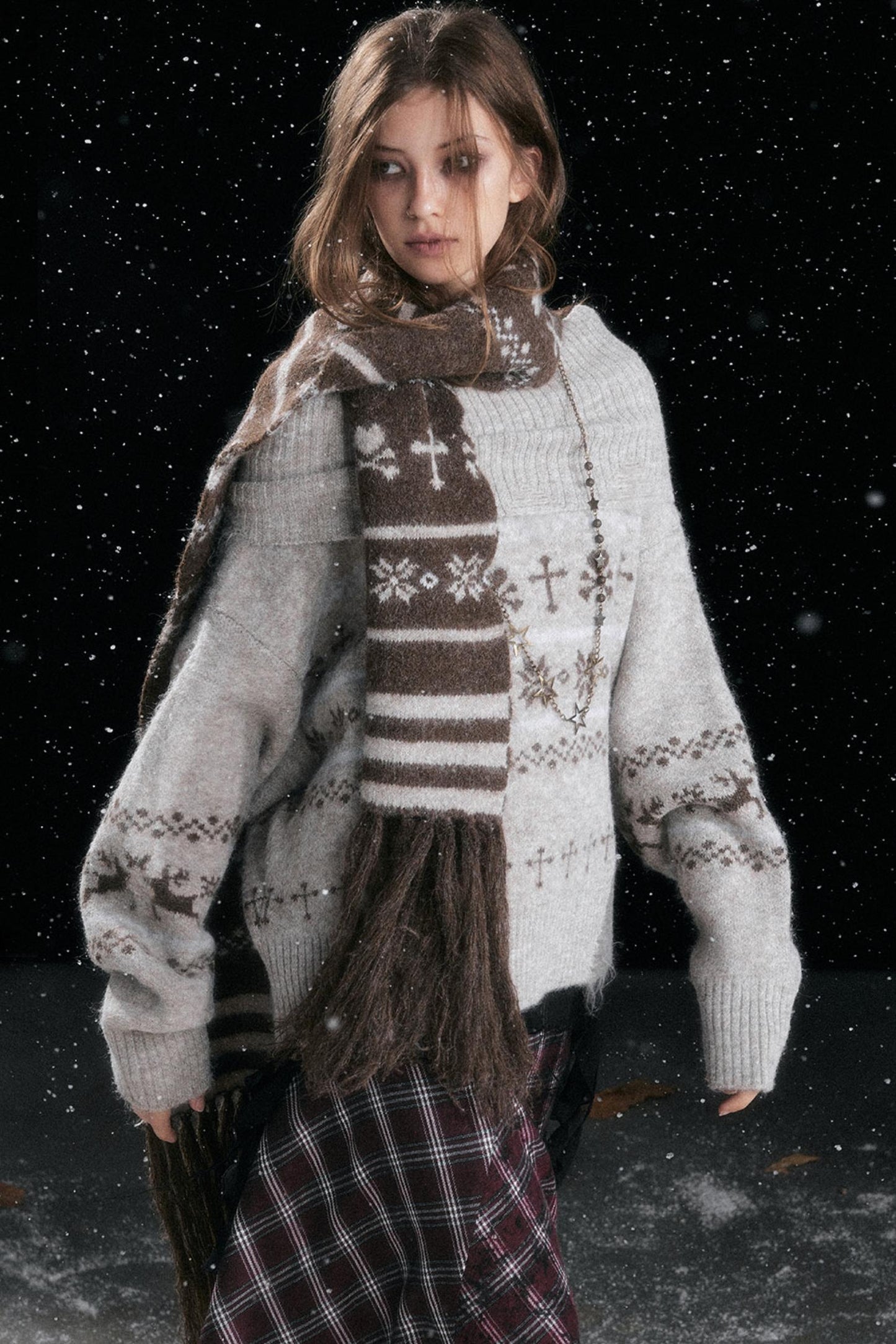 Fair Isle Wave Jacquard Scarf