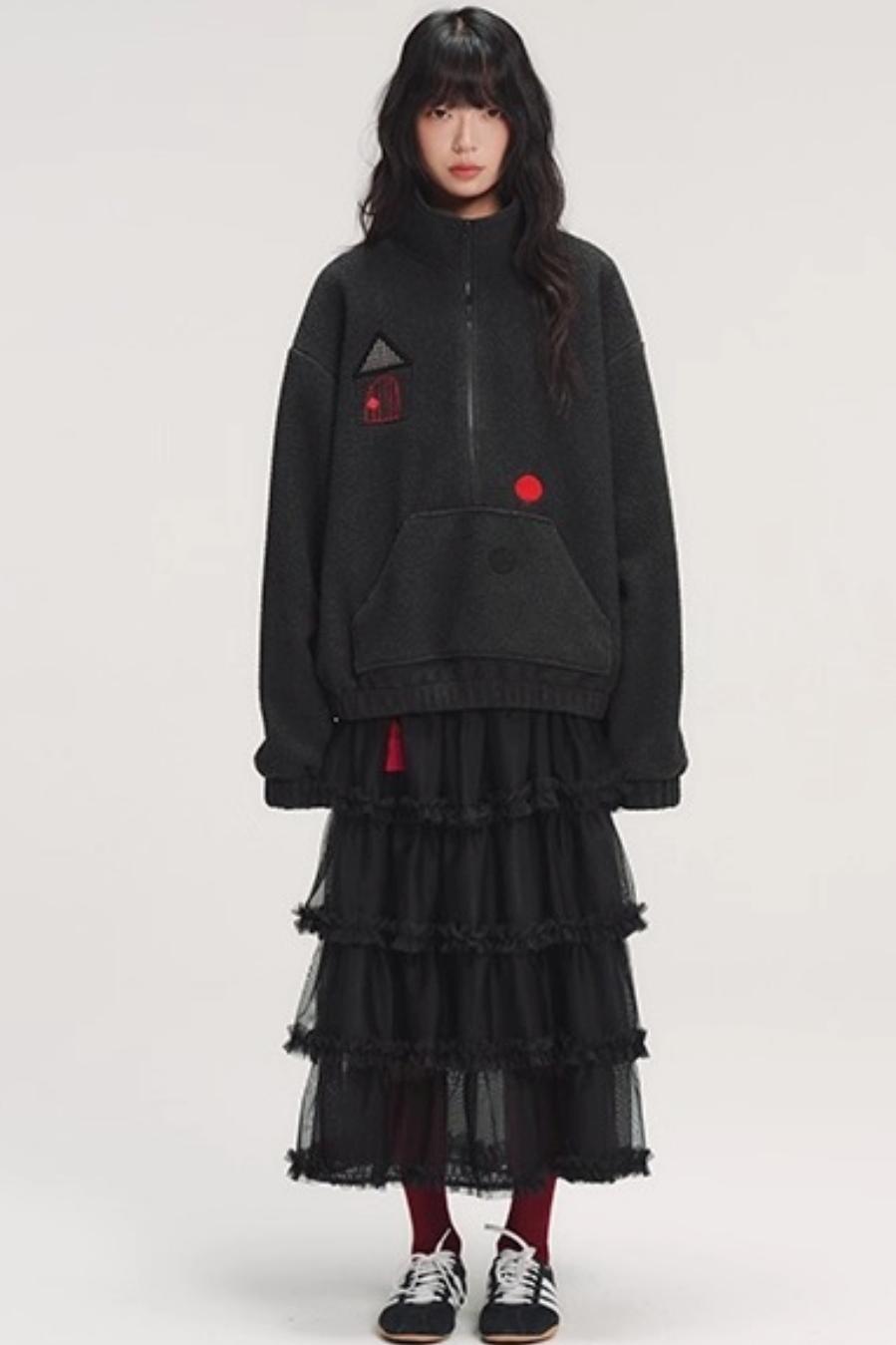 3D Embroidery Ruffled Skirt