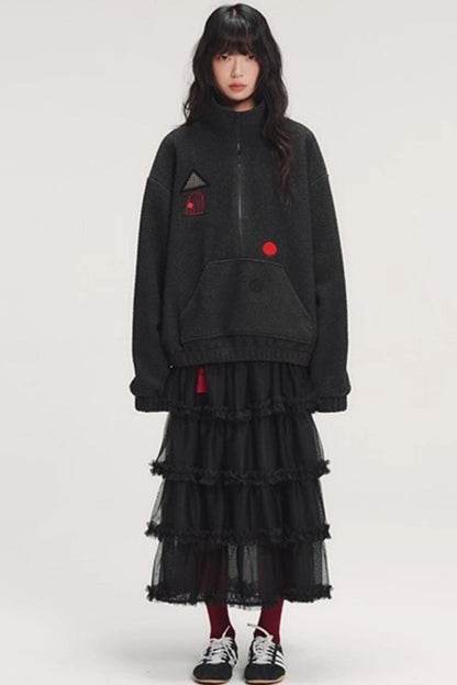 3D Embroidery Ruffled Skirt