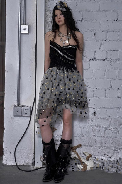 Dreamy Mesh Bustier Gown Dress