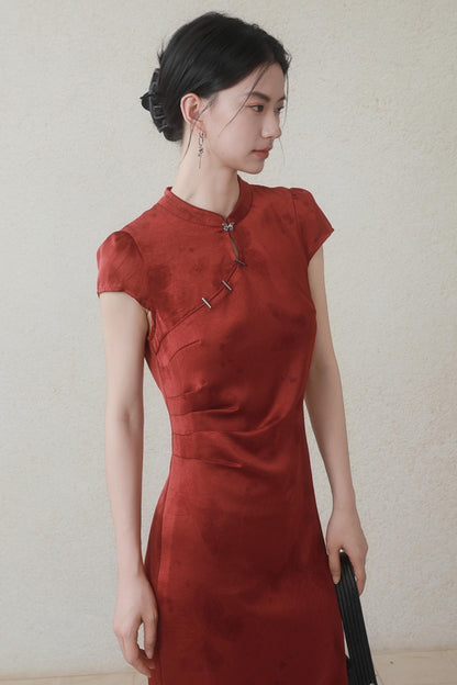 Summer Satin Cheongsam Dress