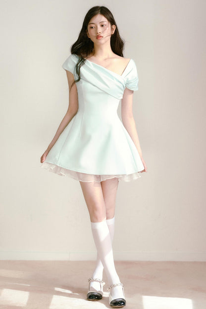 Mint Green One-Shoulder Dress