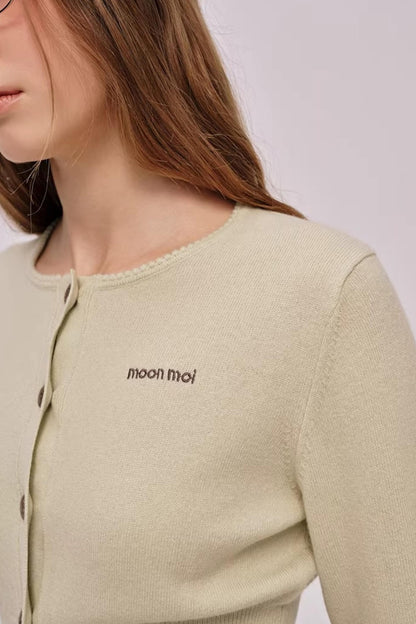 Embroidered Merino Wool Cardigan Top