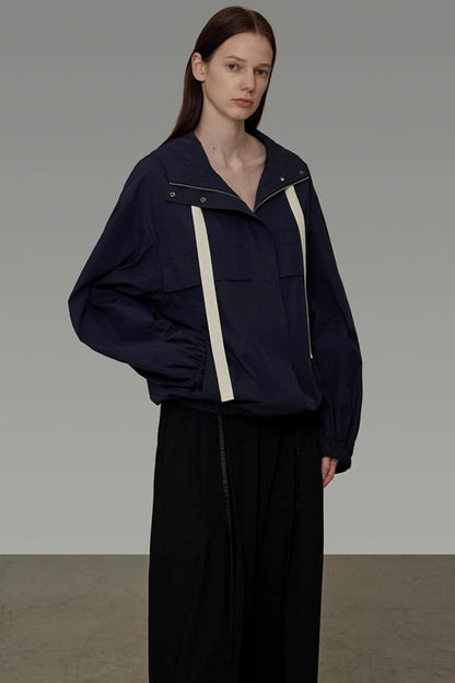 Navy Drawstring Slimming Jacket
