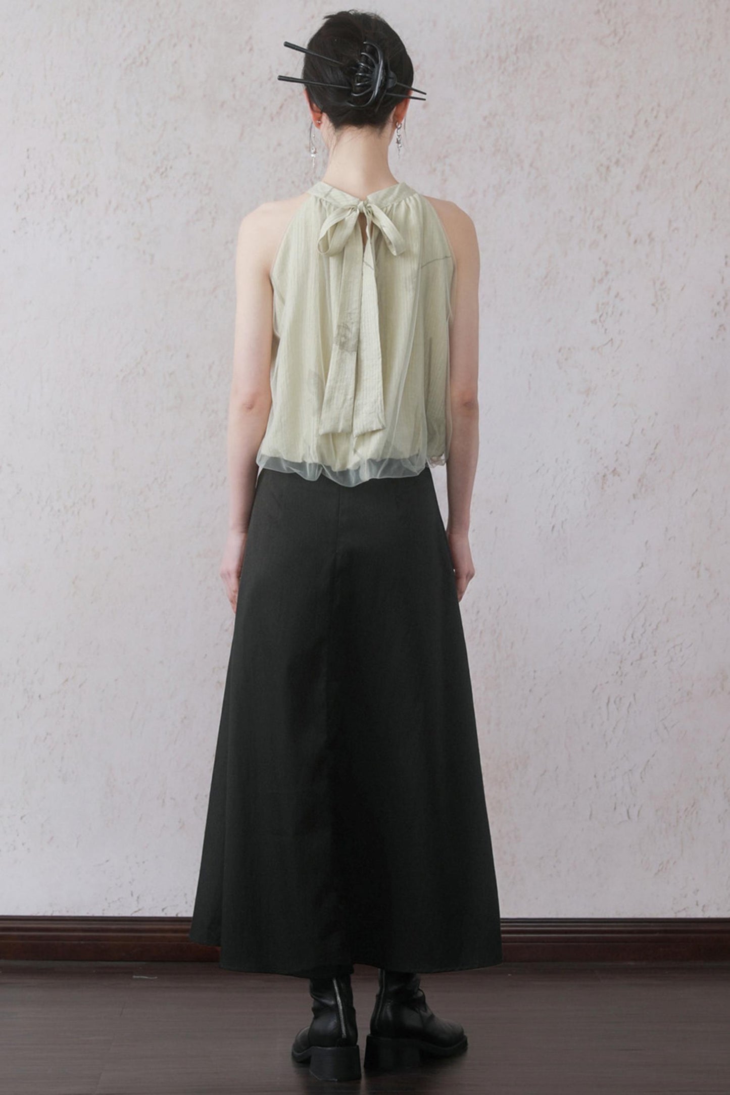 Summer Apricot Mesh Top