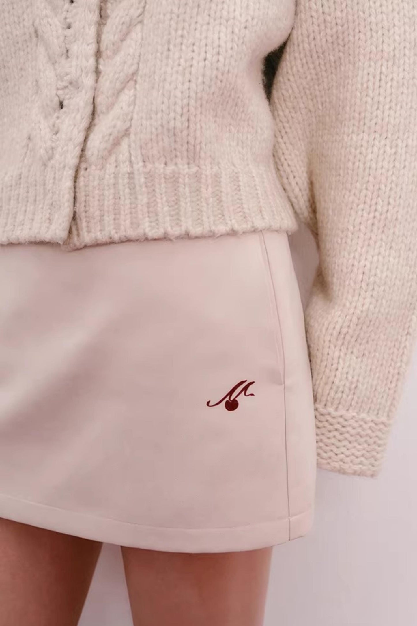 Flocked Cherry A-Line Skirt