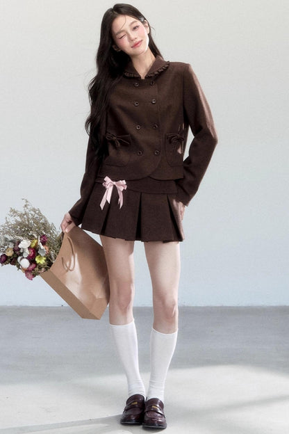 Warm Butterfly Pleated Skirt Set-Up