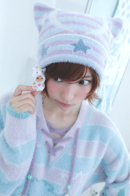 Millennium Dream Jacquard Music Star Cat Ear Hat