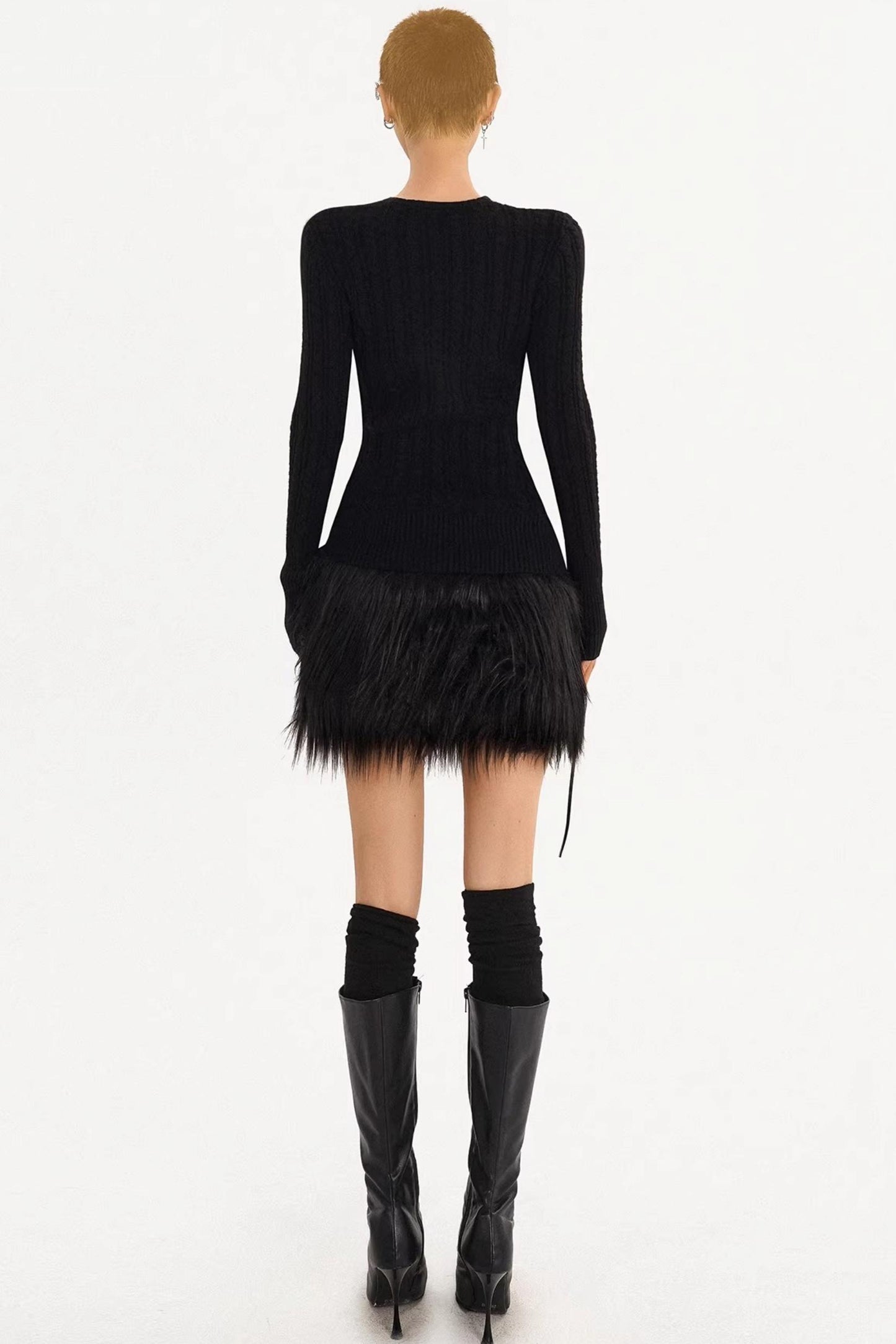 Cut Out Black Knitted Top