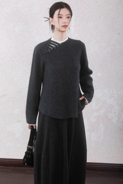 Stone Gray Rabbit Fur Top