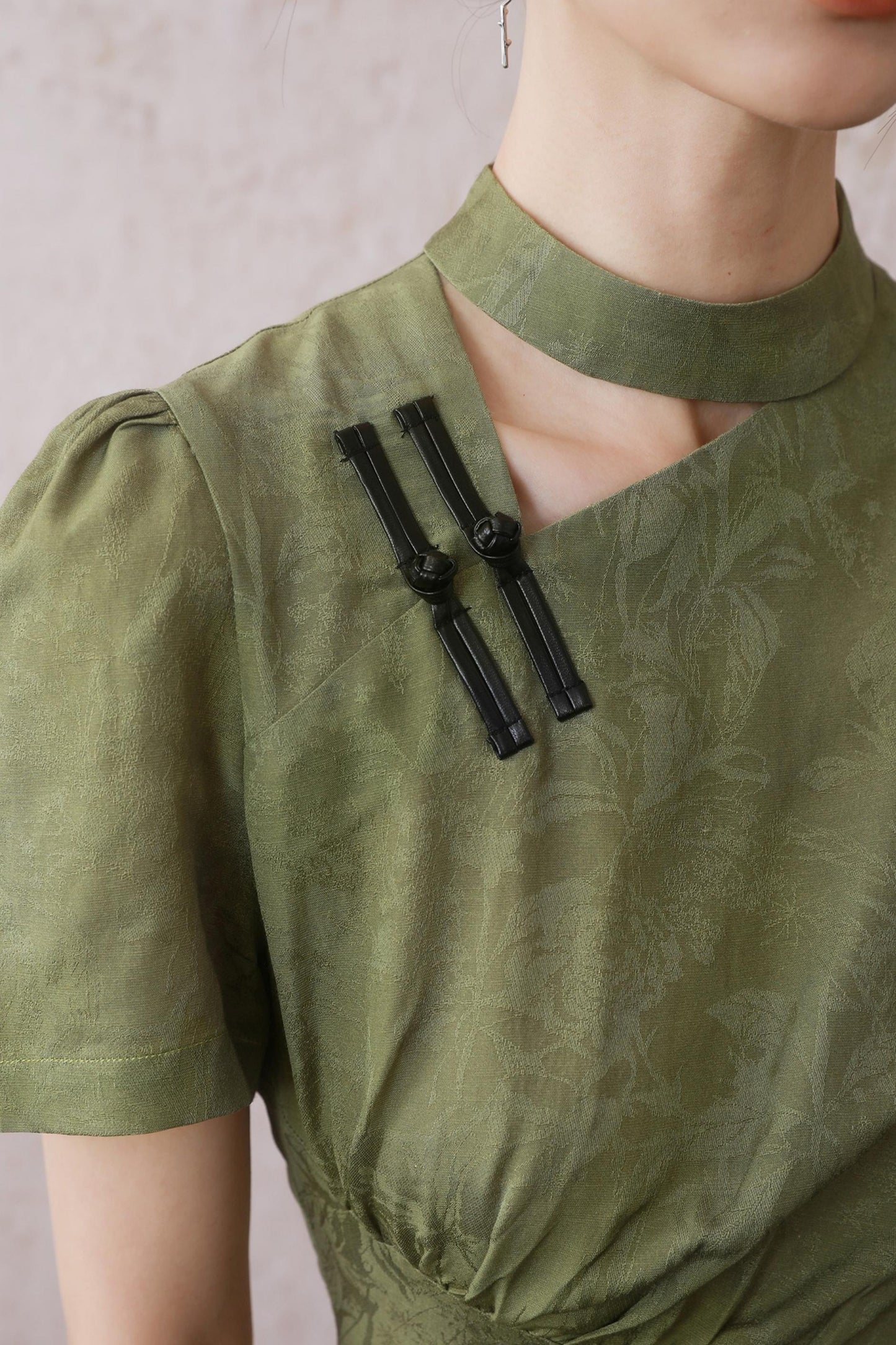 Plum Green Button Dress