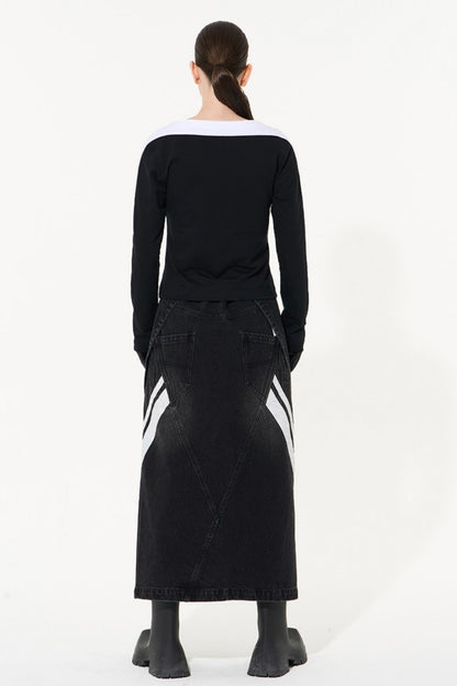 Striped Embroidered Crew Sweatshirt