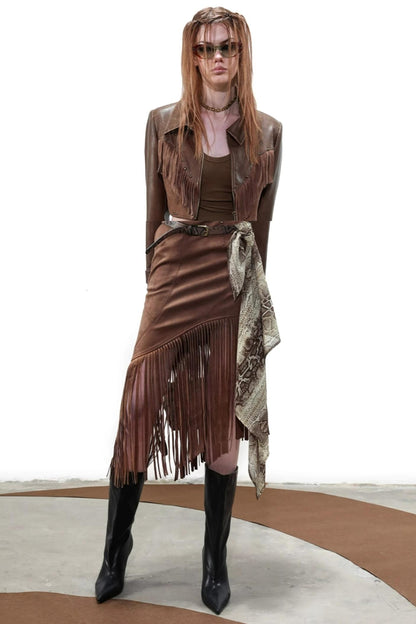 Snipe Fringe Midi Skirt