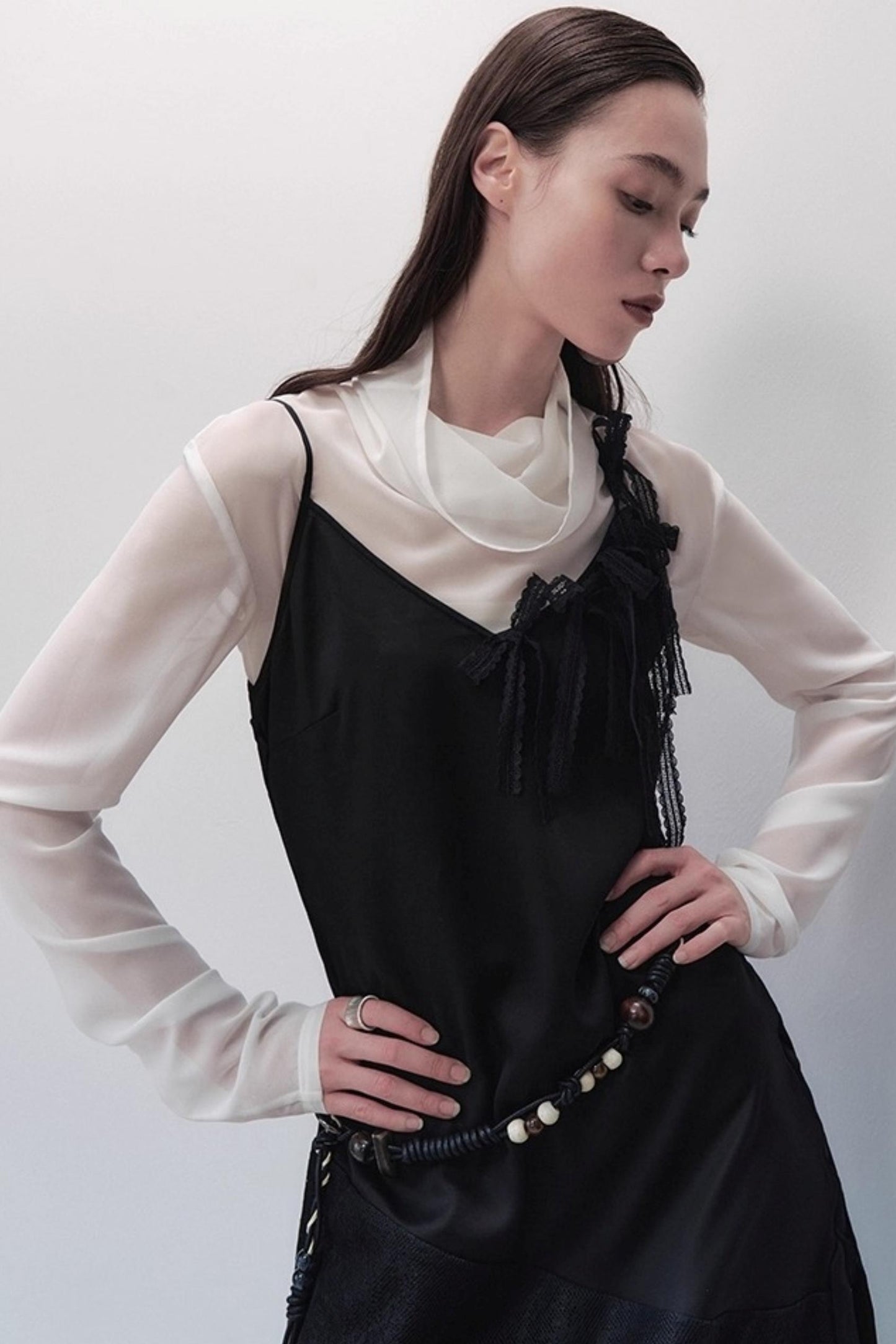 Dark Silk Butterfly Wings Slip Dress