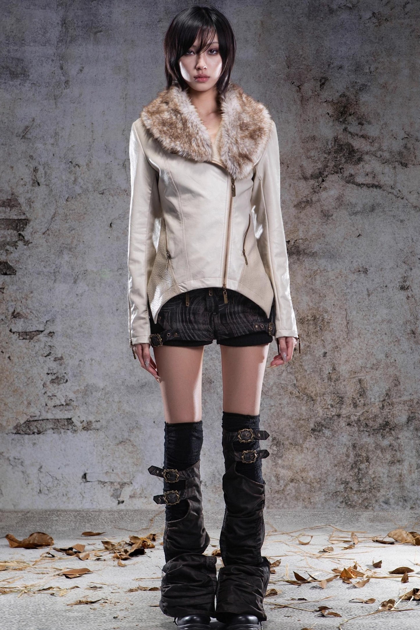 Slim Fit Leather Punk Jacket