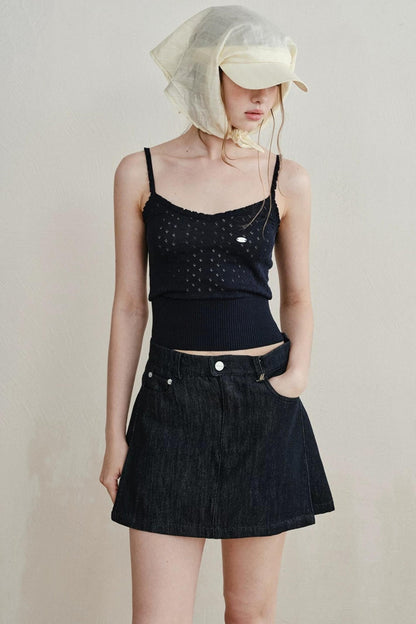Retro Denim A-Line Skirt