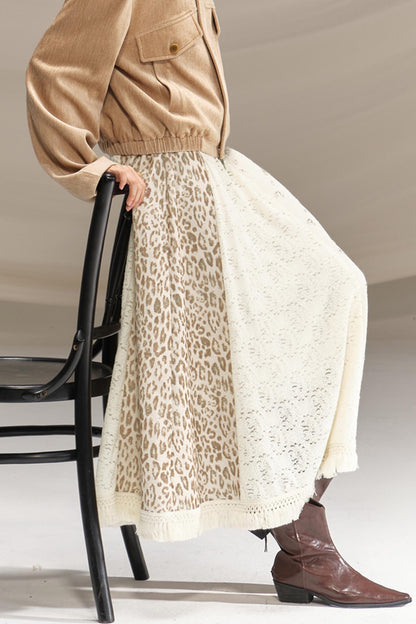 Beaded Silk Leopard Skirt