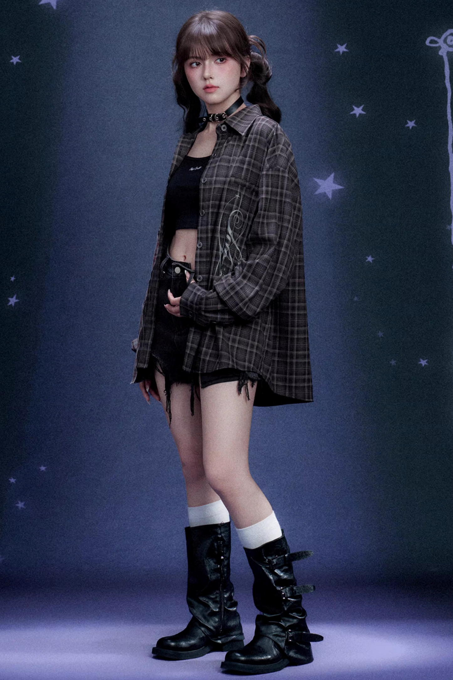 Karo Asymmetrische Patchwork-Jacke