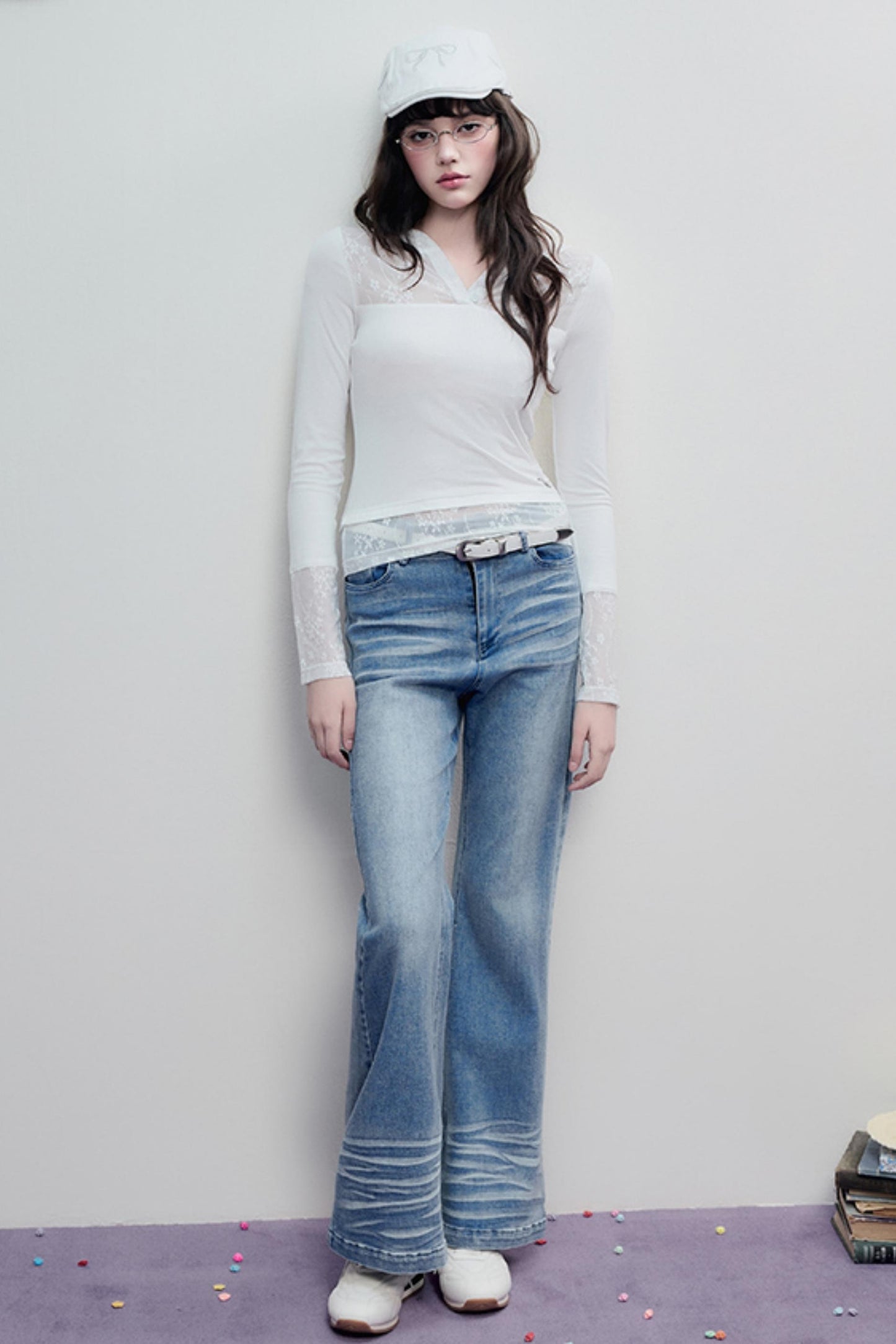 Skeleton Lace Hooded Polo Top