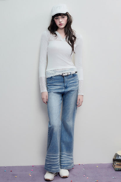 Skeleton Lace Hooded Polo Top