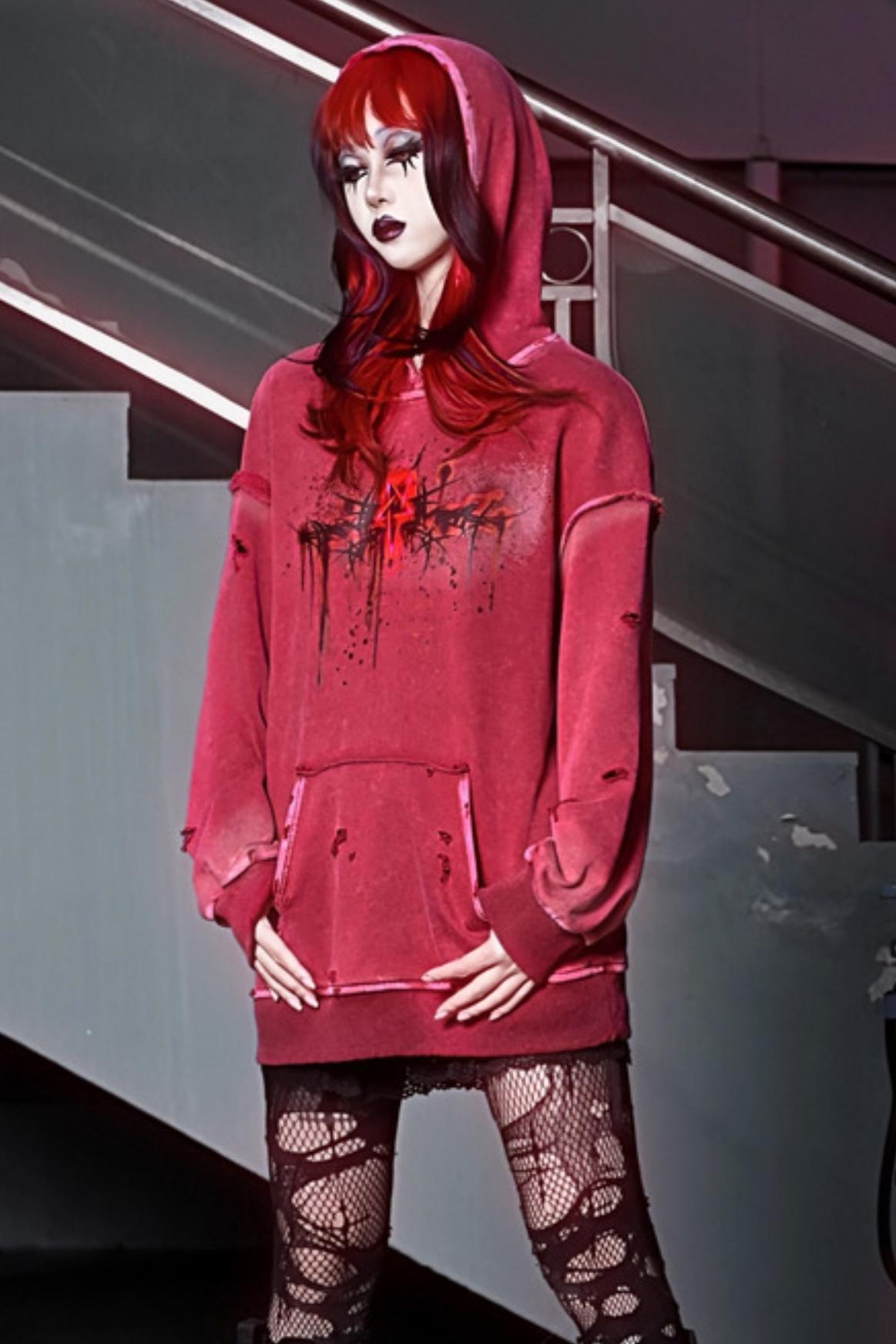 Devil Rust Red Hooded Top