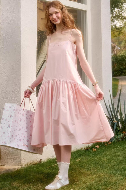 Baby Pink Cotton Dress Set-Up