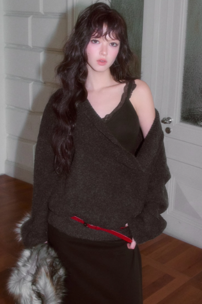 Retro Swing Collar Lazy Style Sweater