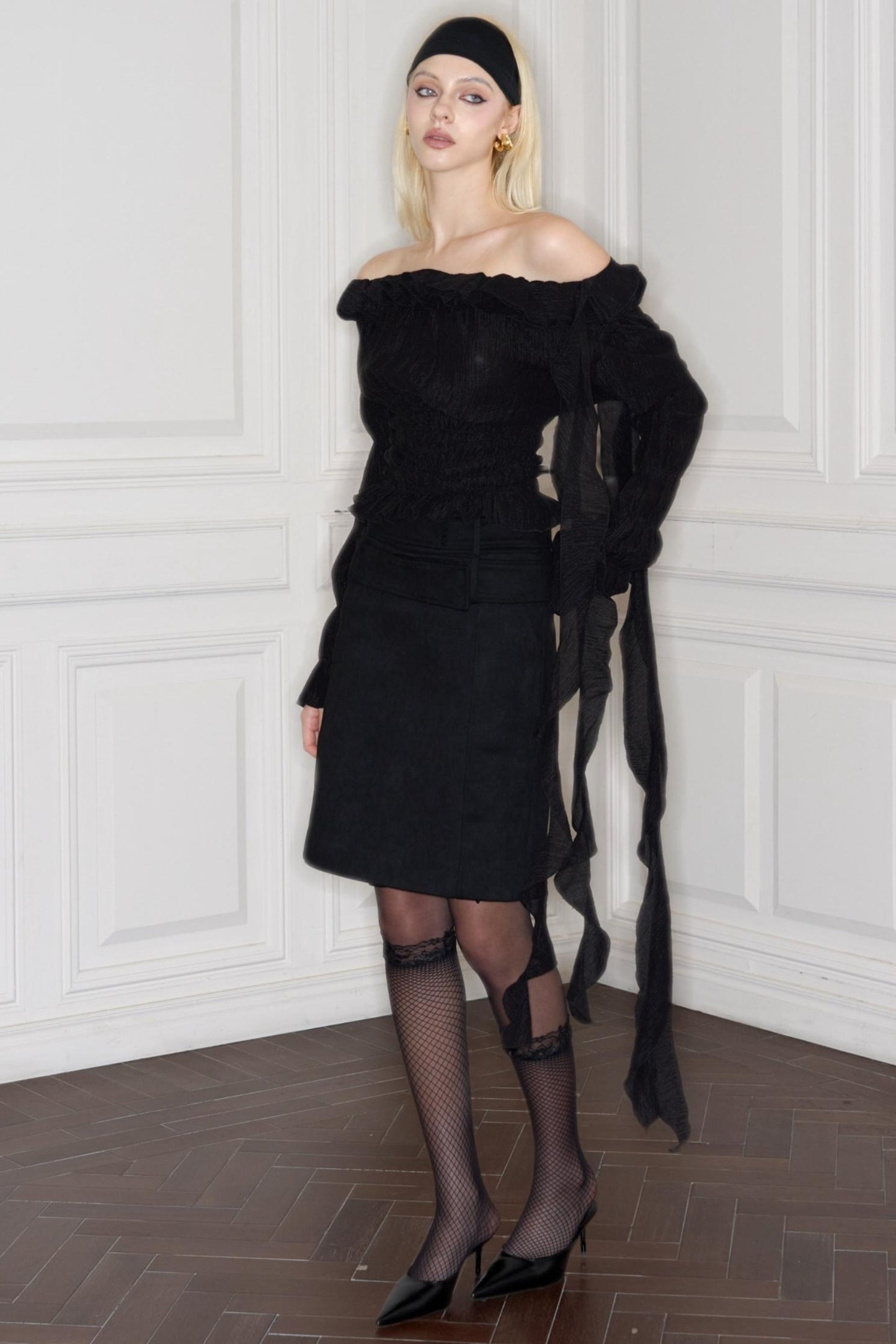 Tencel Handmade Pleated Lace Top