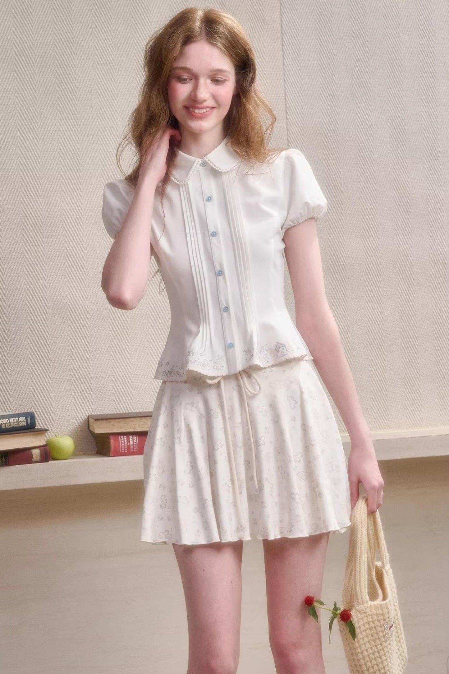 Handmade Embroidered Doll Collar Shirt