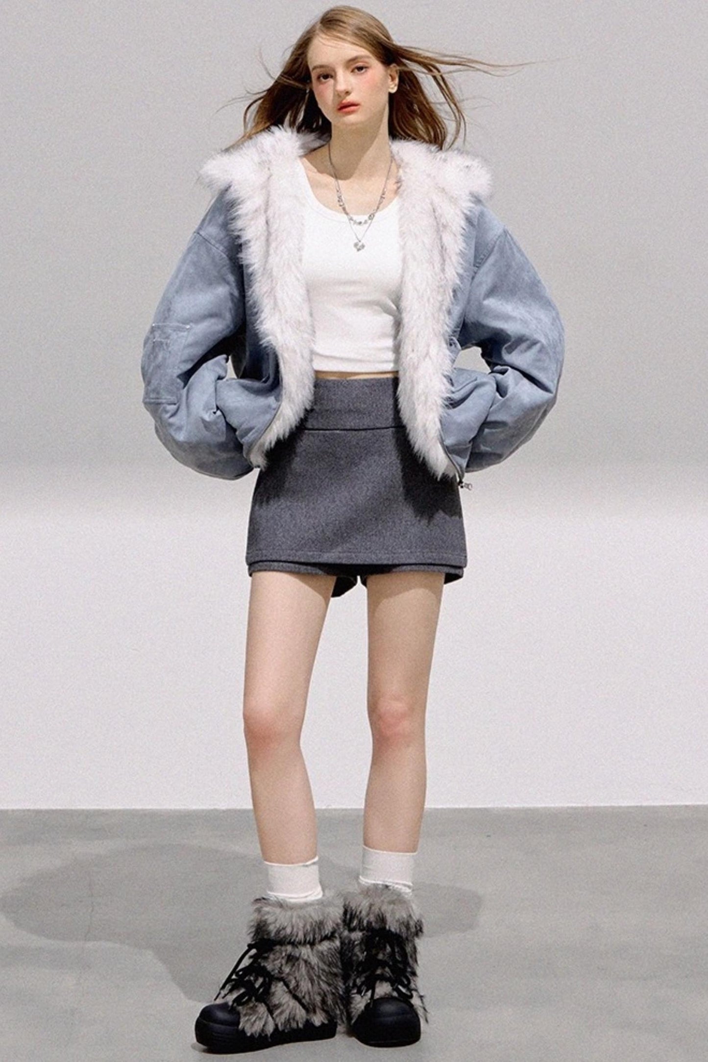 High-End Wool Tweed Skirt