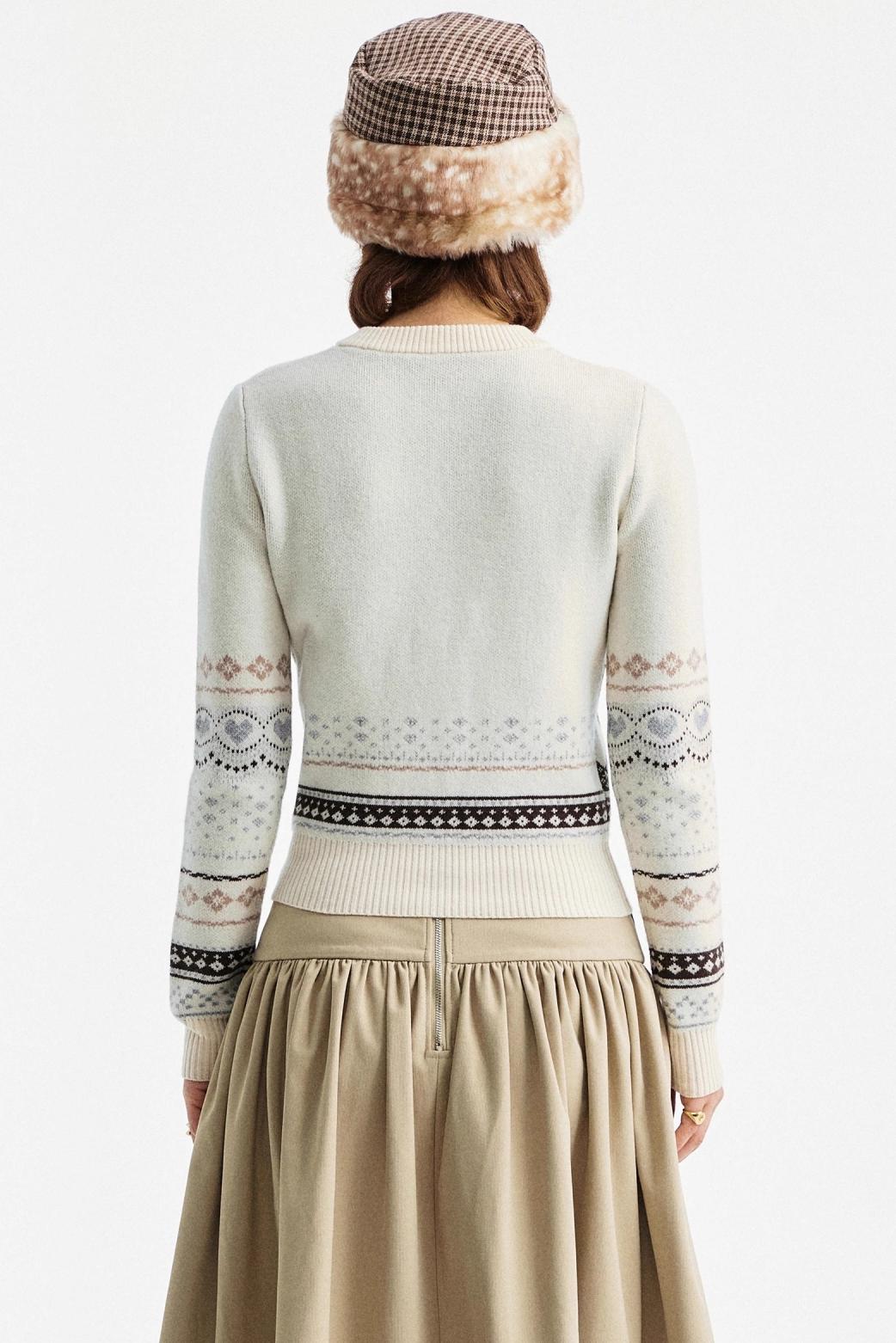 Retro Bear Jacquard Wool Cardigan