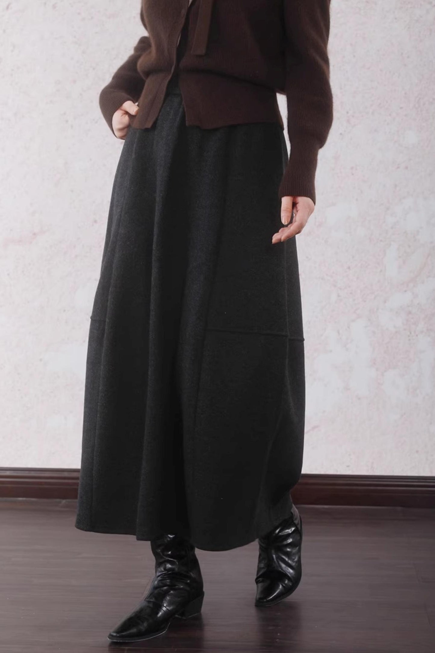 Gray Faux Tweed Warm Bud Skirt