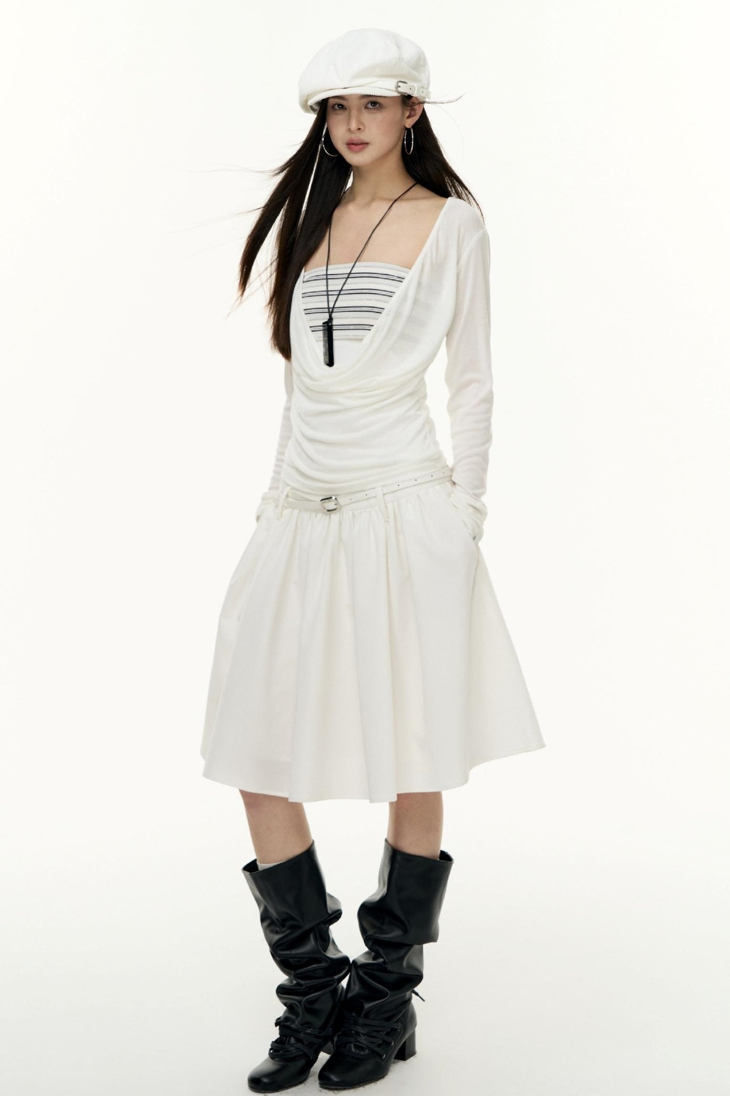 Fantasy Lyocell Collar Long-Sleeved T-Shirt