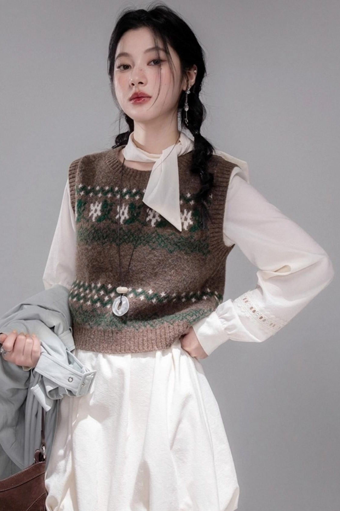 Contrasting Diamond Plaid Vest