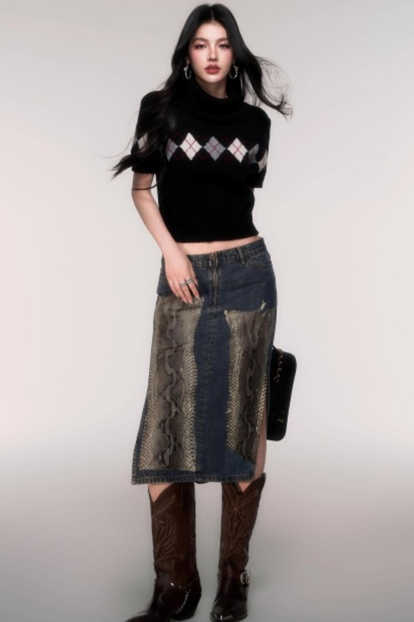 High Neck Short Sleeve Sweater