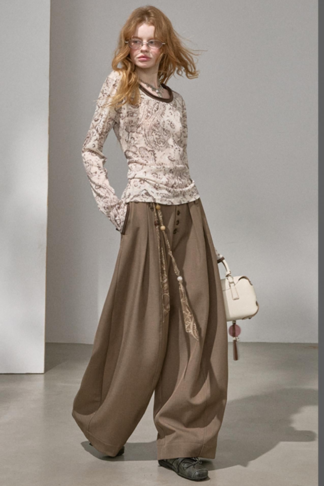 Button Pleated Cargo Pants