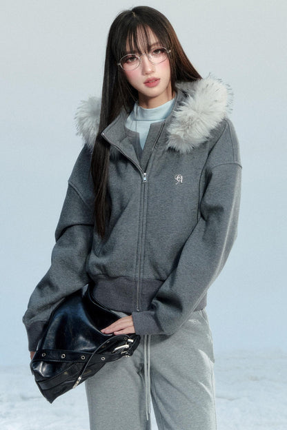 Hooded Fur Collar Jacket