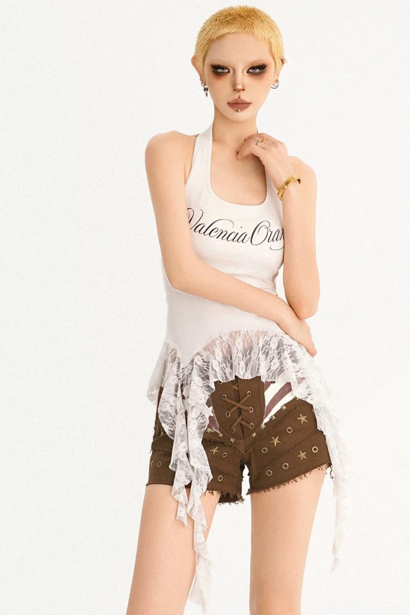 Letter Print Halter Top
