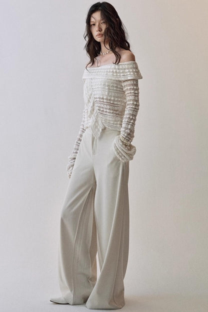 Clouds Knitted One-Shoulder Blouse