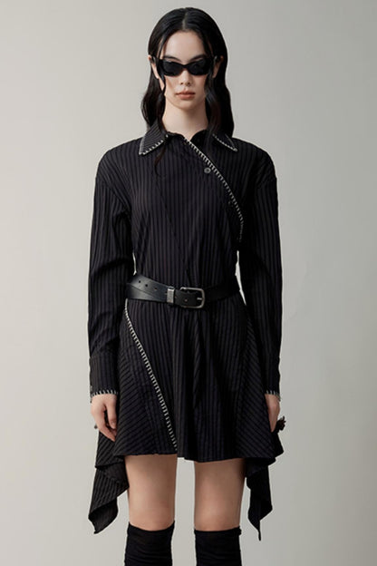 Textured Vintage Contrast Collar Dress