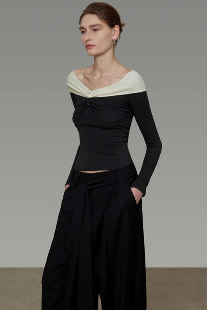 Elegant Collar Knitwear Top