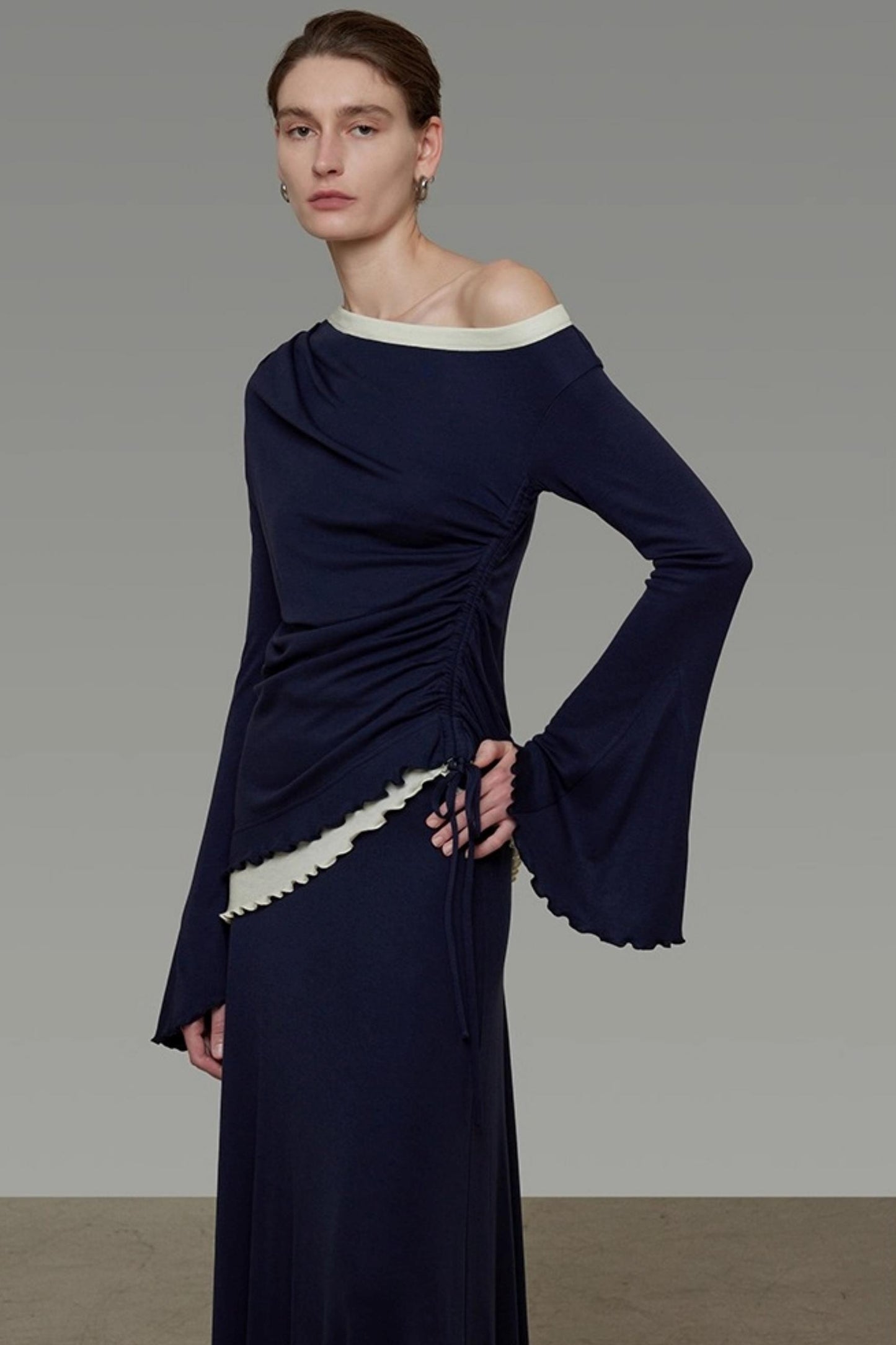 Autumn Shoulder Knit Slacks Skirt Set-Up