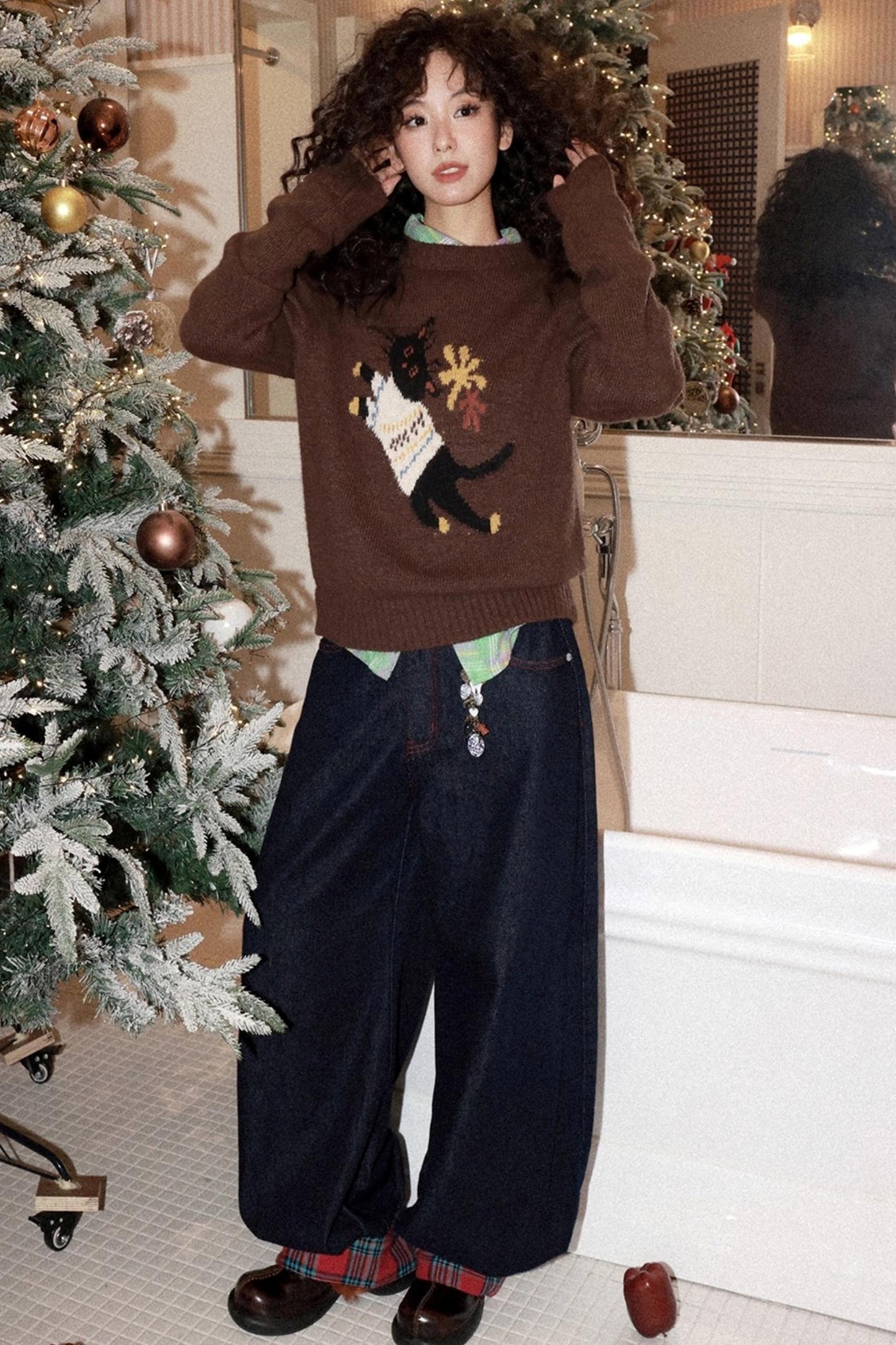 Patchwork Retro Denim Pants Set-Up