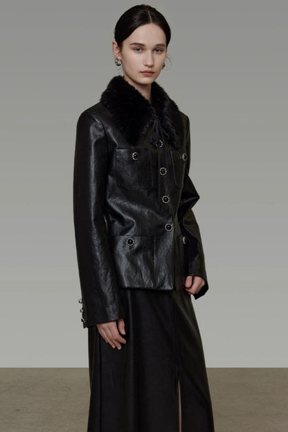 Fur Collar Patchwork Jacket